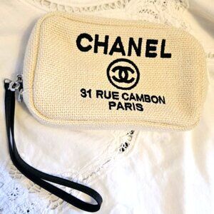 CHANEL Wristlet Cosmetic Bag, Iconic Rue Cambon Lettering